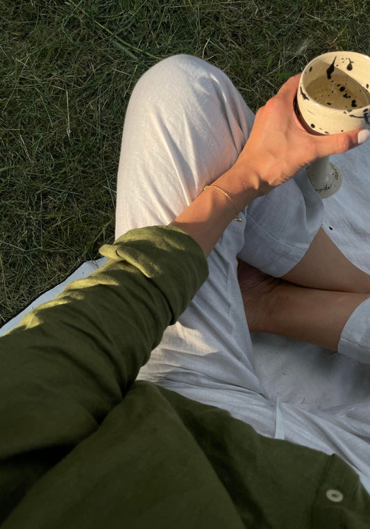 Outfit by @vuong.marce Moss green and pearl gray