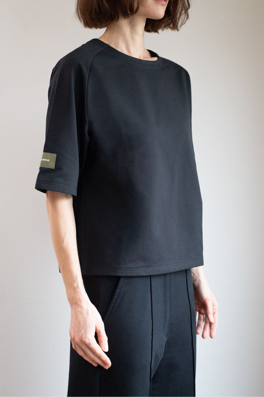 Dámský mikinový top z biobavlny Deep blue - loose fit