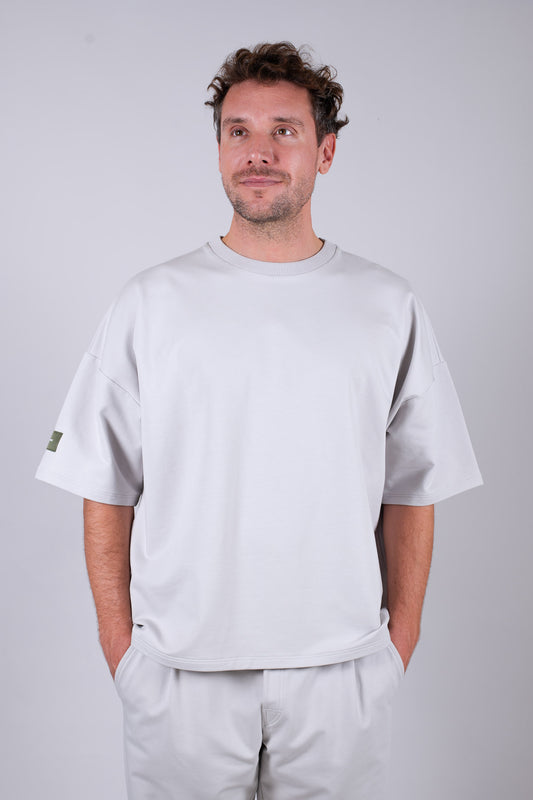 Pánske mikinové tričko z biobavlny Pearl gray - loose fit