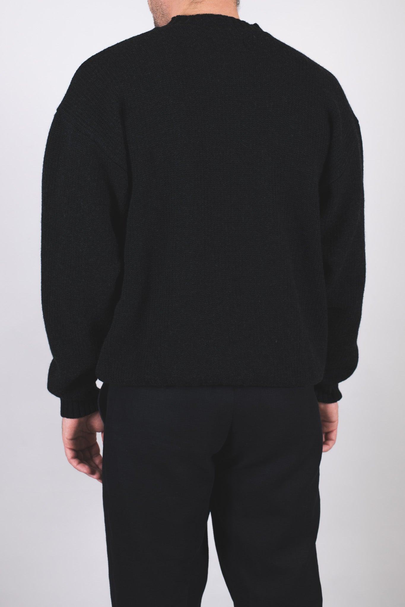 Pánsky pletený vlnený sveter Loose Fit – Dark gray