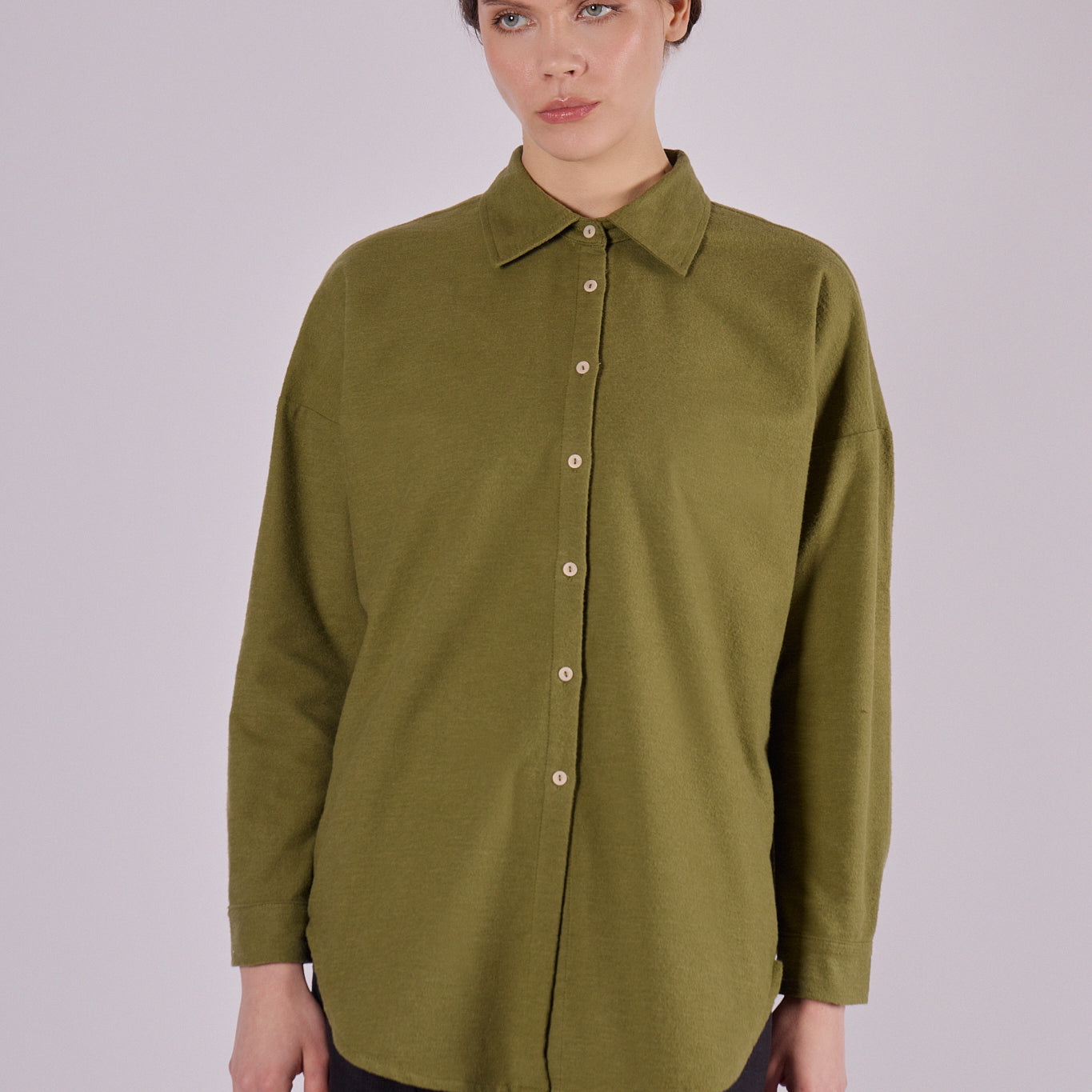 Women’s Flannel Shirt with Collar Loose Fit