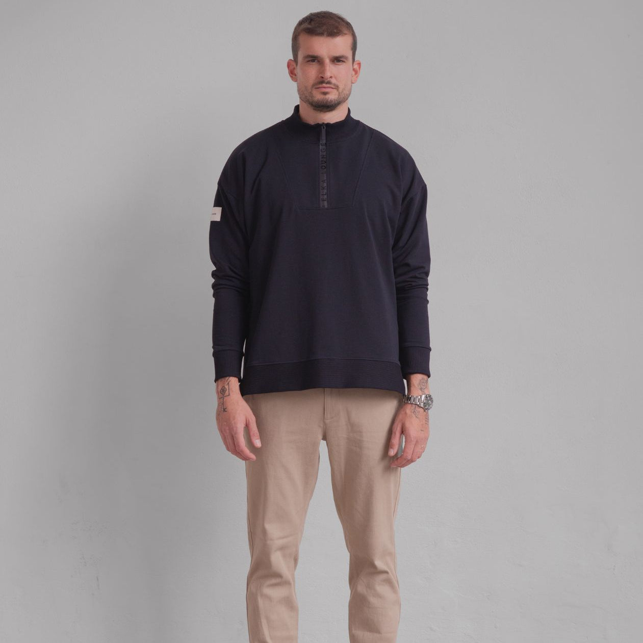 Pánská Mikina zip-up z biobavlny s rozparky - Loose fit