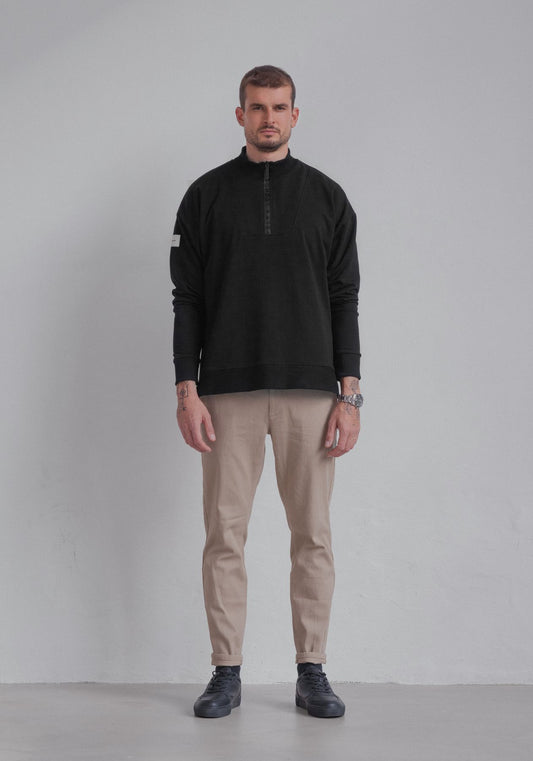 Pánská Mikina zip-up Black - Loose fit