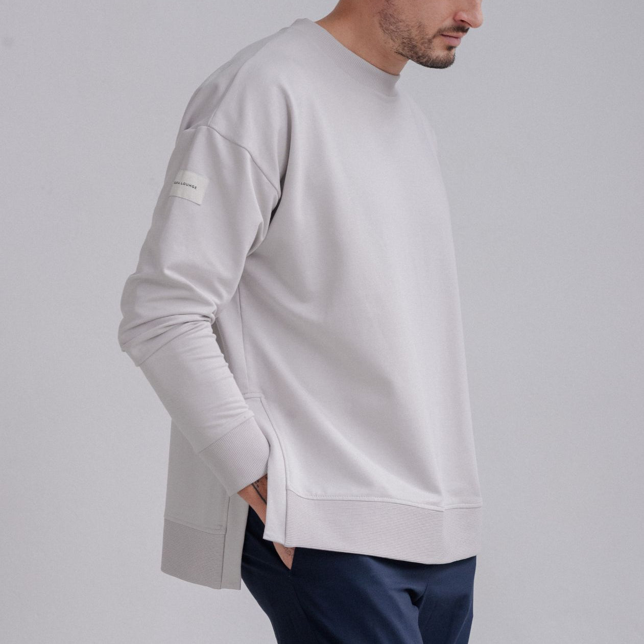 Men Sweatshirt Classic organic cotton side slits - Loose fit
