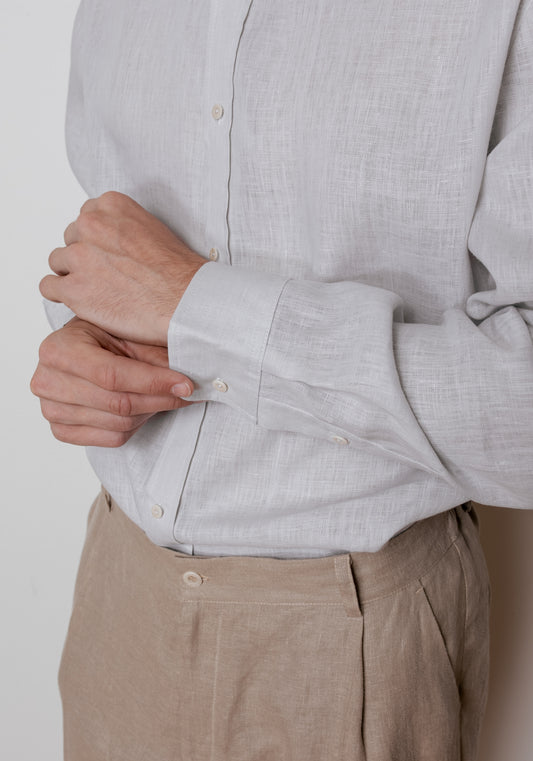 Męskie luźne spodnie lniane - Beige Natural