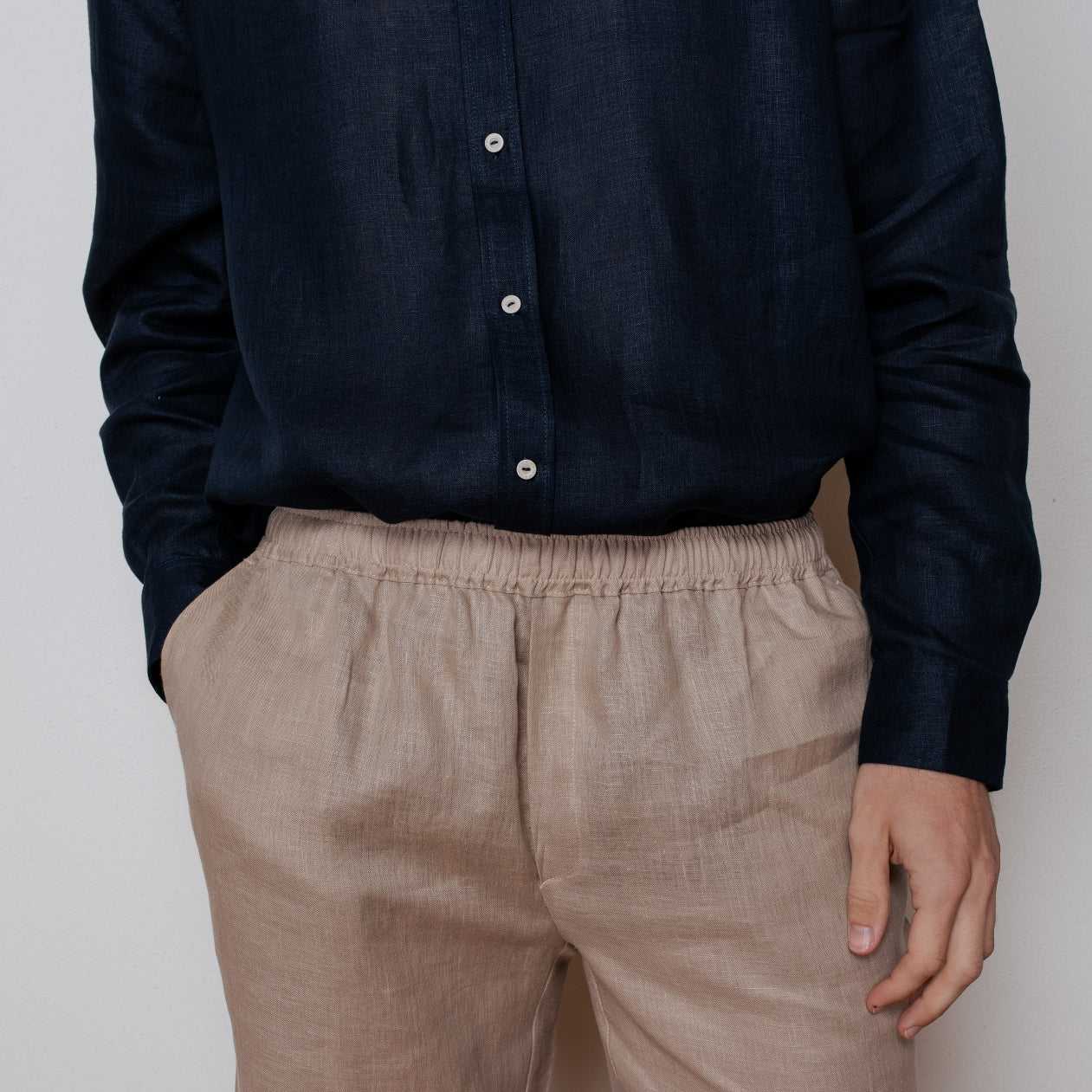 Men linen shorts - loose fit