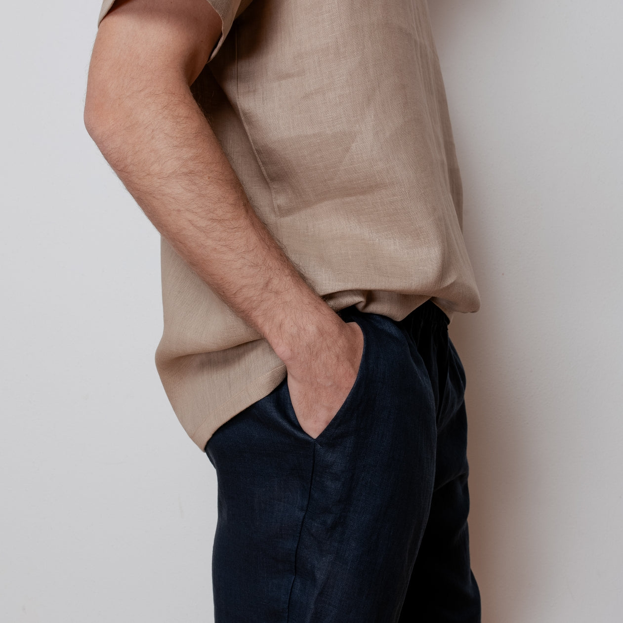 Men linen shorts - loose fit