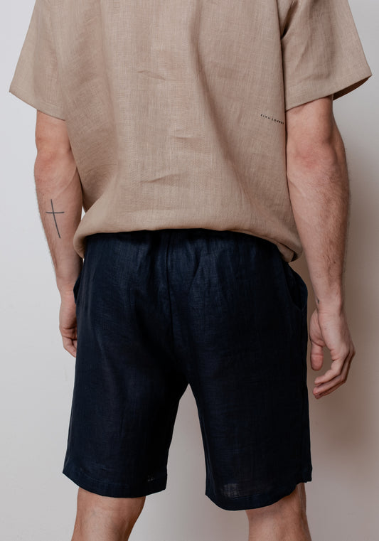 Men linen shorts Black