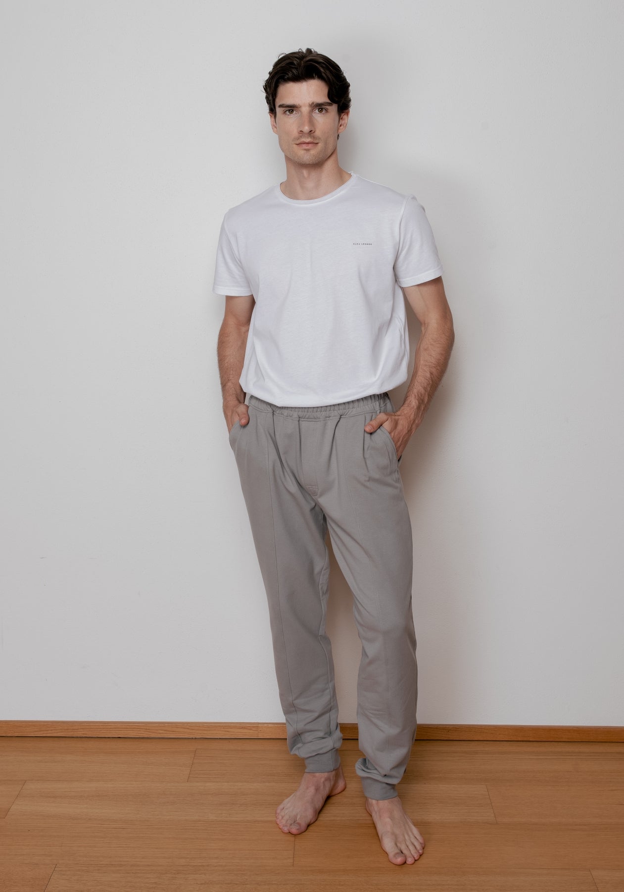 Pánské teplákové kalhoty z biobavlny Gray brushed - loose fit