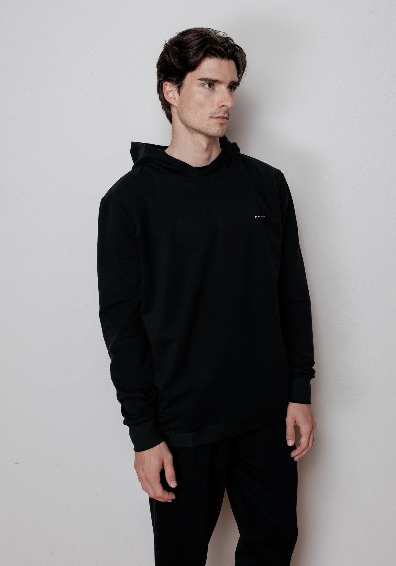 Pánská mikina s kapucí z biobavlny Black brushed - regular update