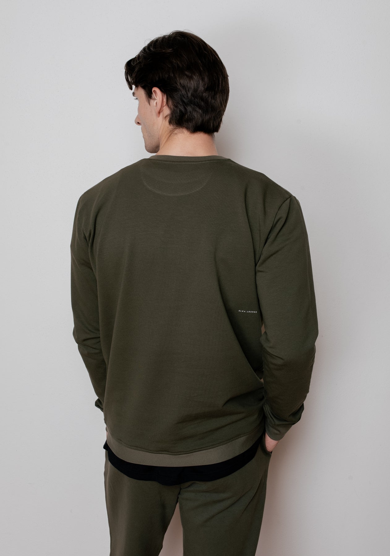 Pánská mikina bez kapuce z biobavlny Moss green brushed - regular update