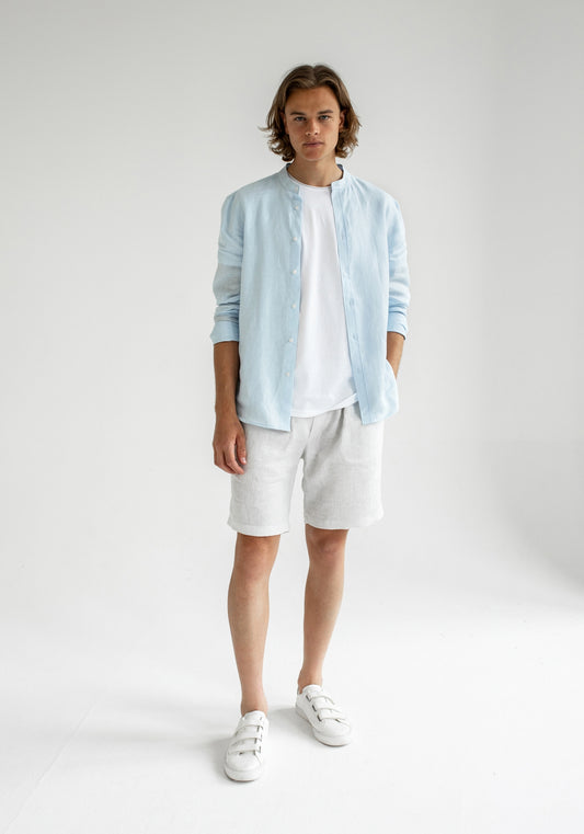 Men linen shorts Pearl gray