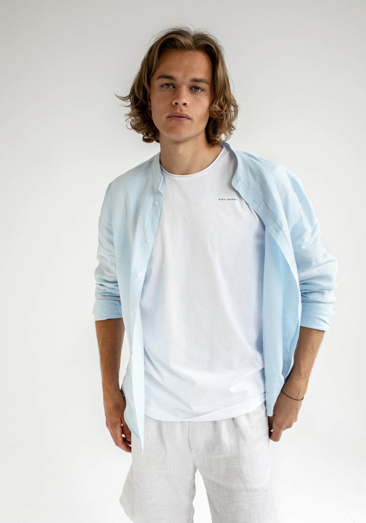 Pánske ľanové šortky Pearl gray