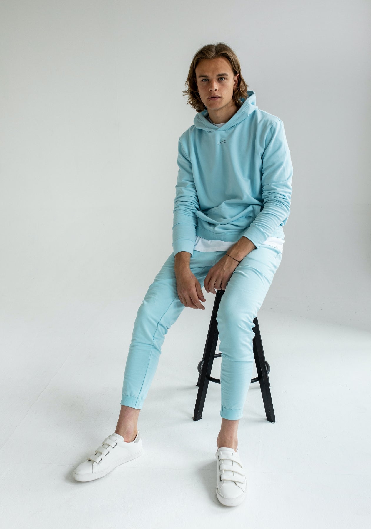 Pánske teplákové nohavice z biobavlny Sky blue lounge brushed - regular