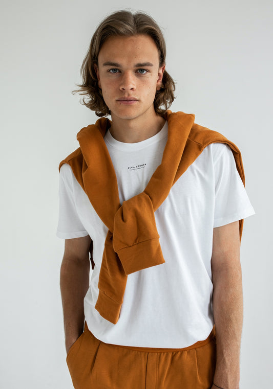 Pánske teplákové kraťasy z biobavlny Burnt ochre brushed