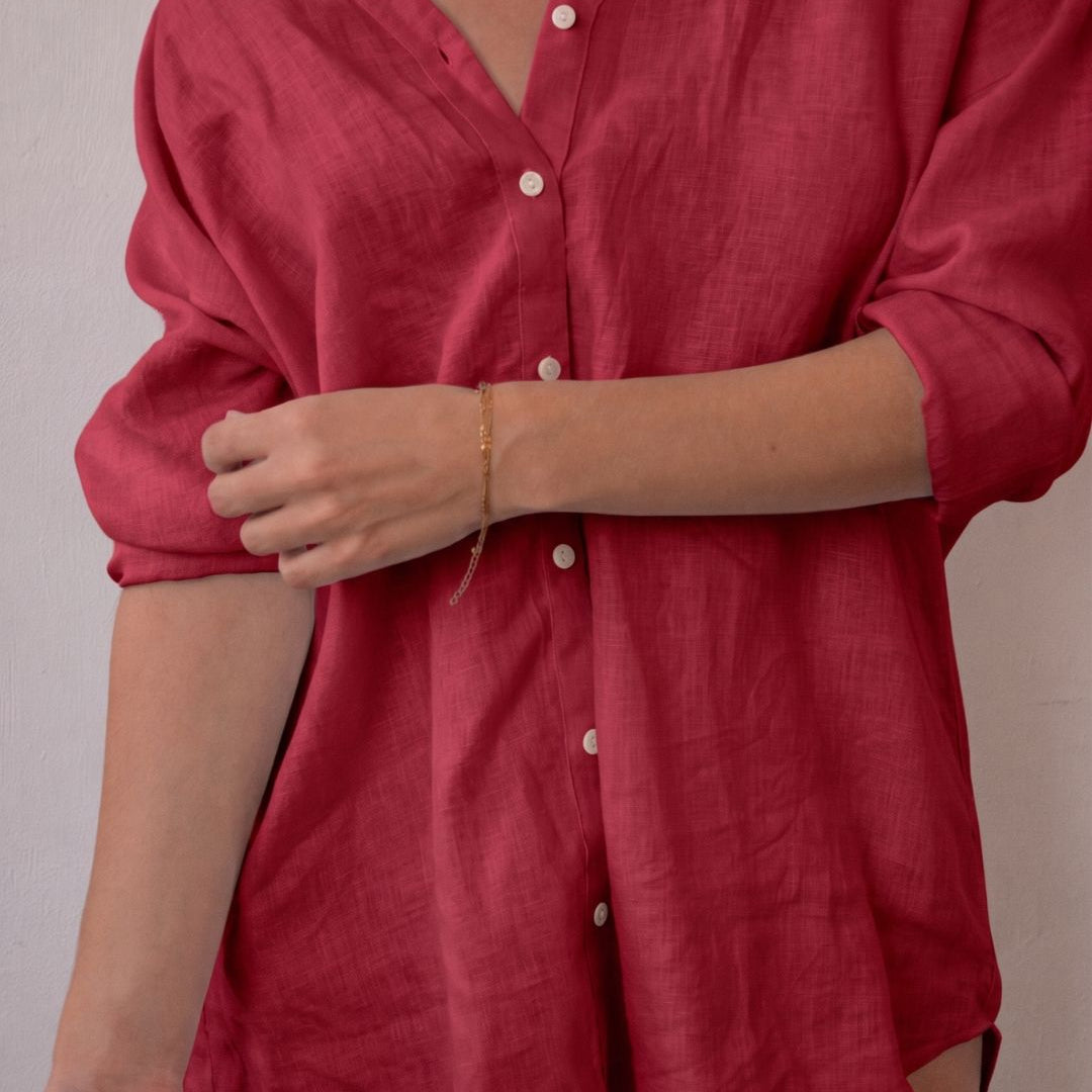 Women linen shirt - loose fit