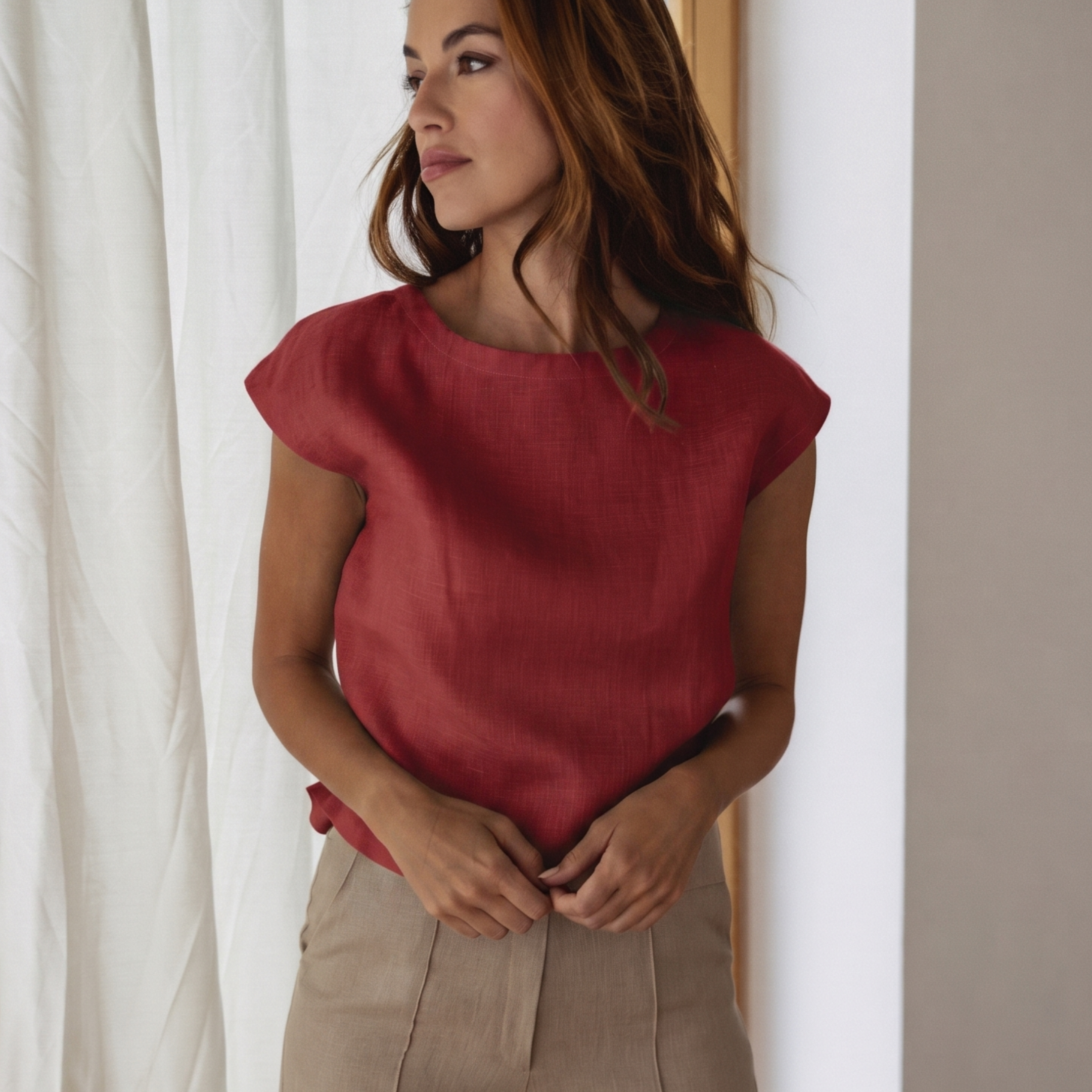 Women's regular linen T-shirt