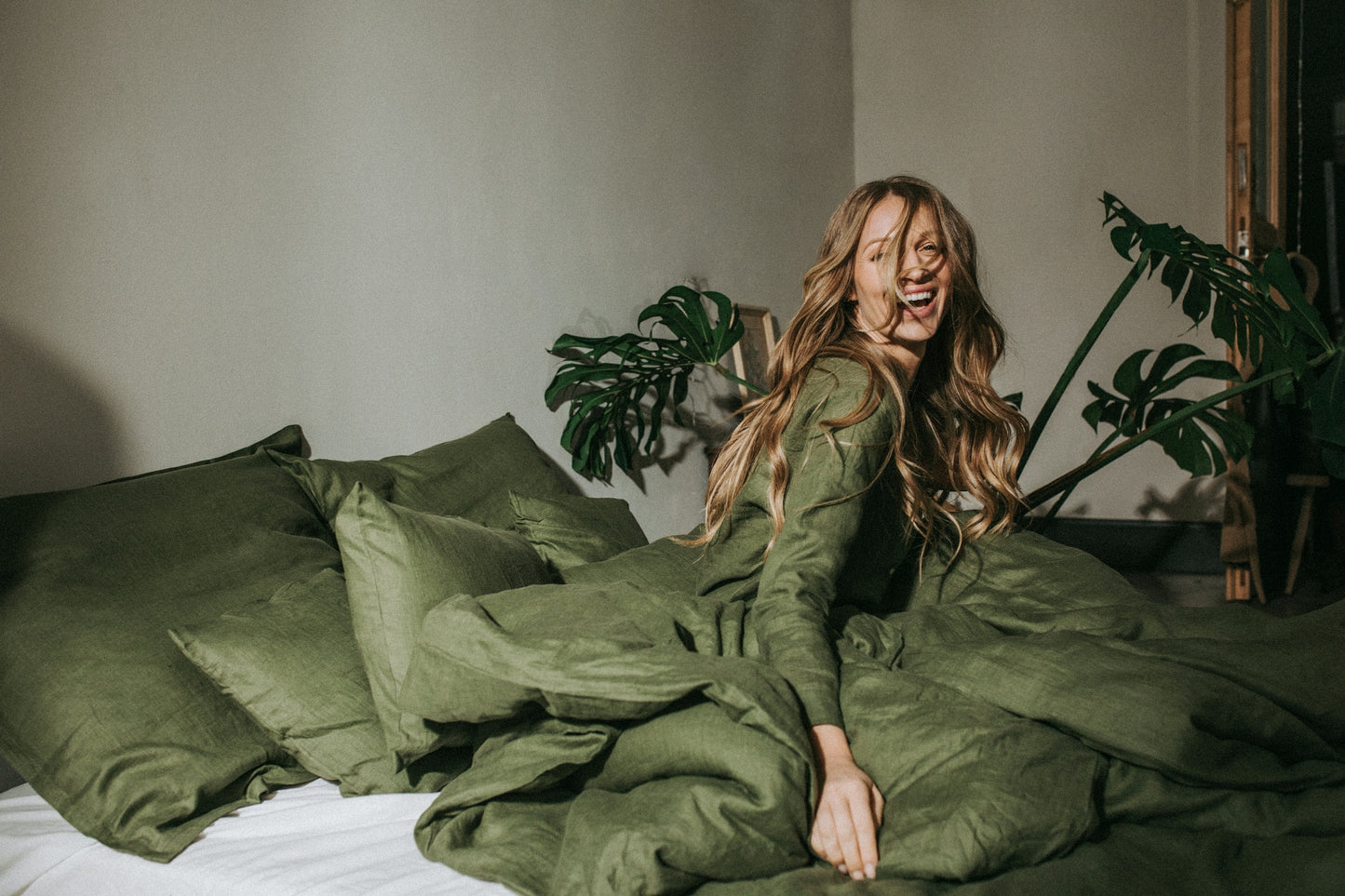 Deco & Home Linen Bedding Moss green