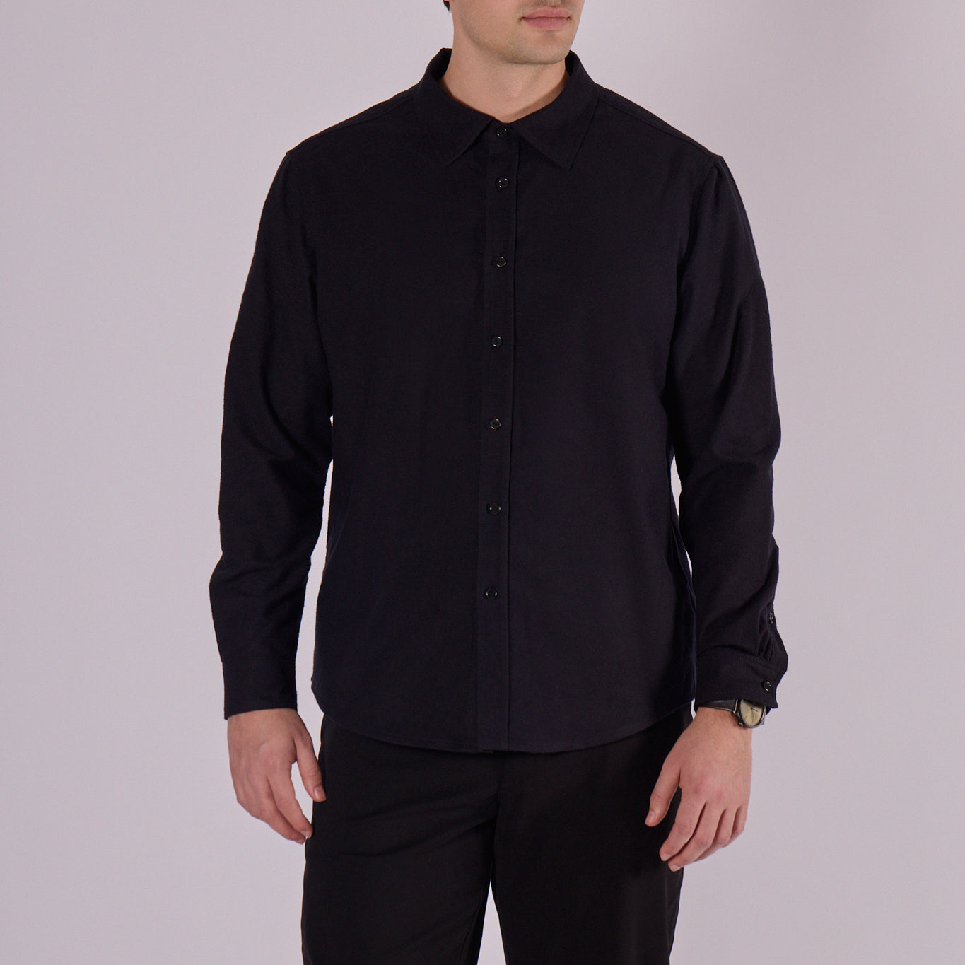 Men's flannel shirt with collar - regular fit