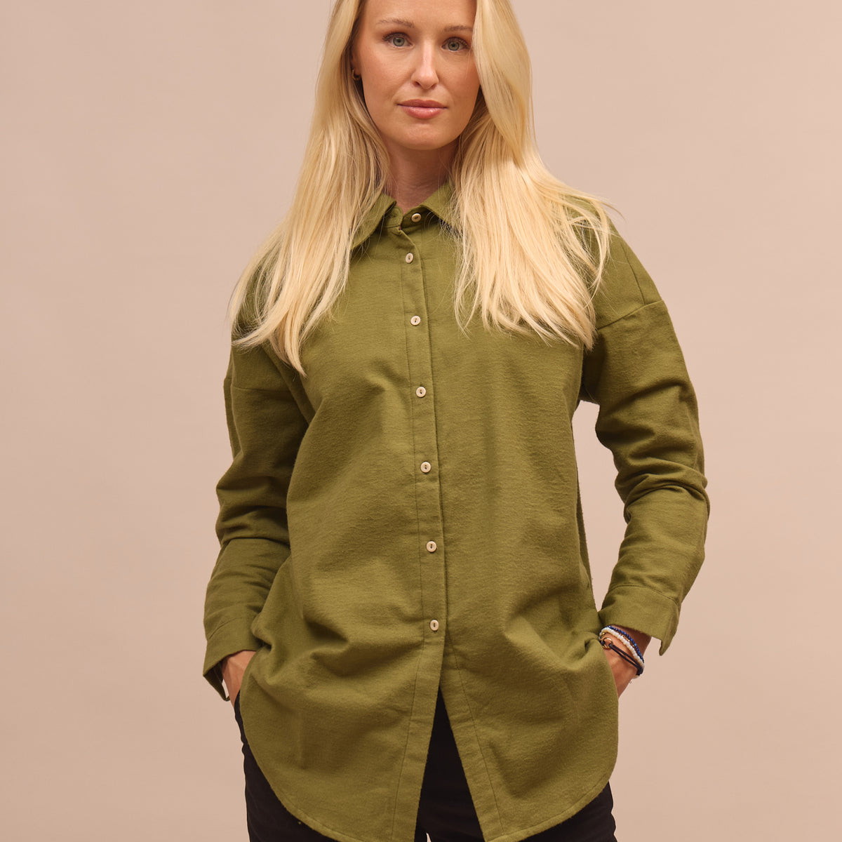 Dámská flanelová košile s límečkem loose fit