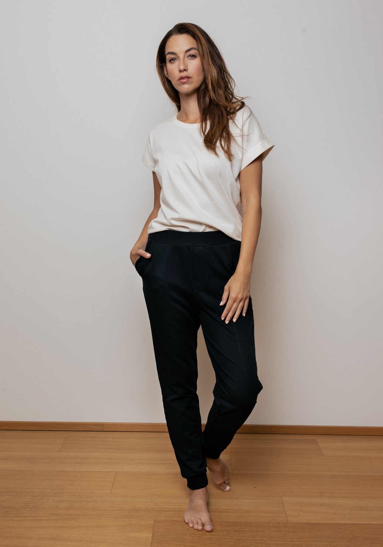 Women sweatpants organic cotton brushed - loose fit