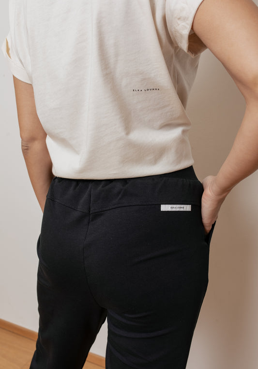 Dámske teplákové nohavice z biobavlny Black brushed - loose fit
