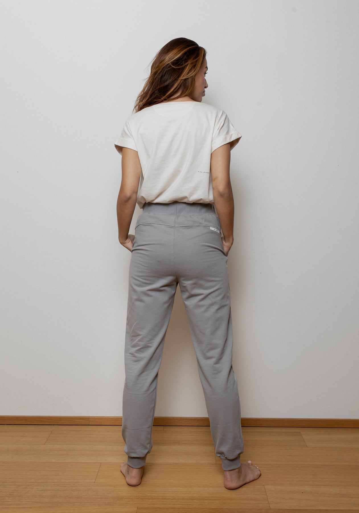 Dámské teplákové kalhoty z biobavlny Gray brushed - loose fit