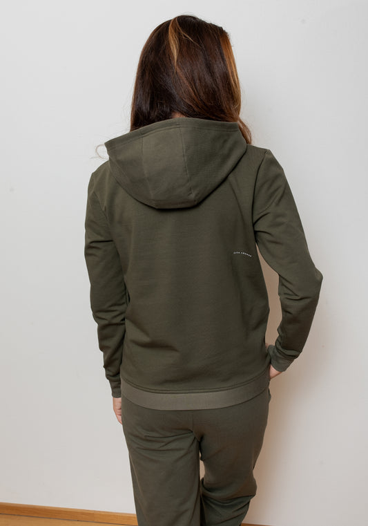 Women hoodie organic cotton Moss green brushed - regular update
