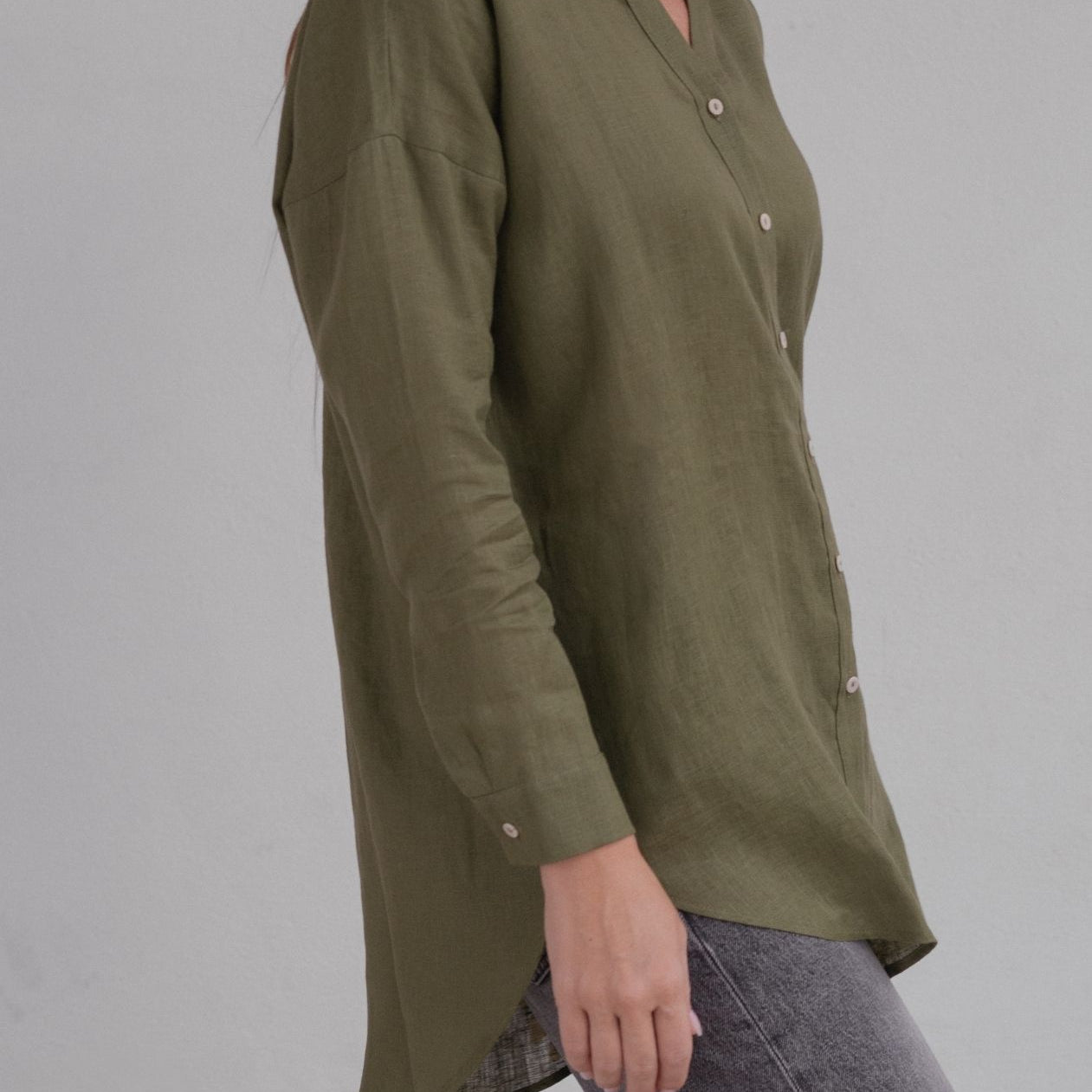 Women linen shirt - loose fit