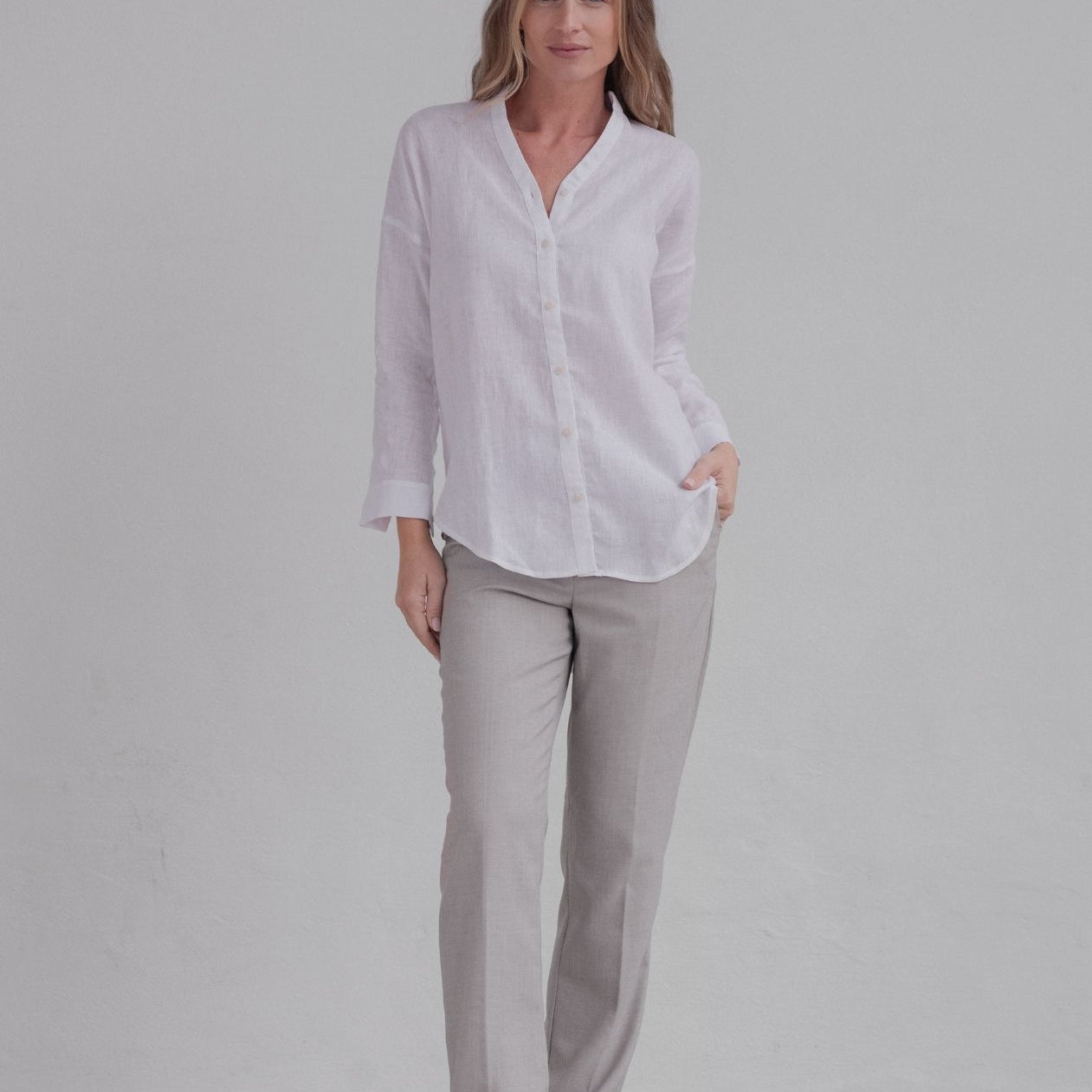 Women linen shirt - loose fit