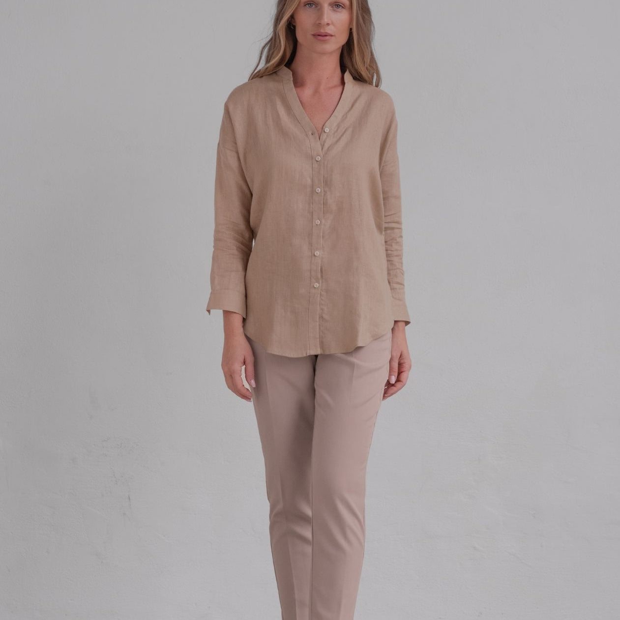 Women linen shirt - loose fit