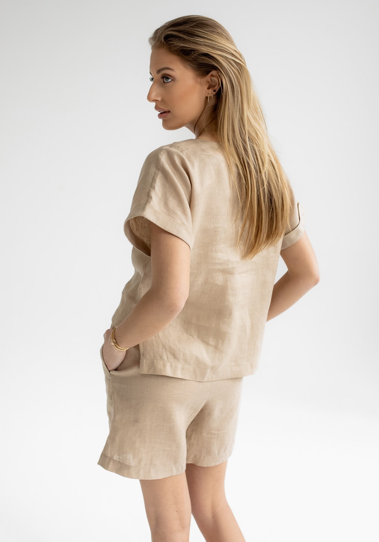 Women's linen top Beige natural