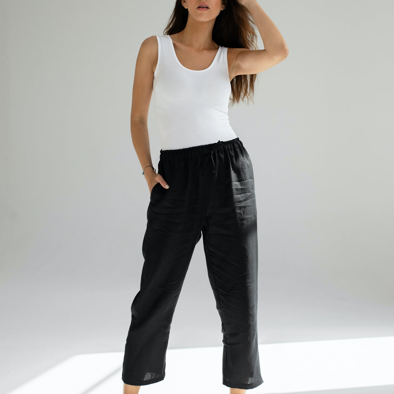 Women linen pants - regular fit