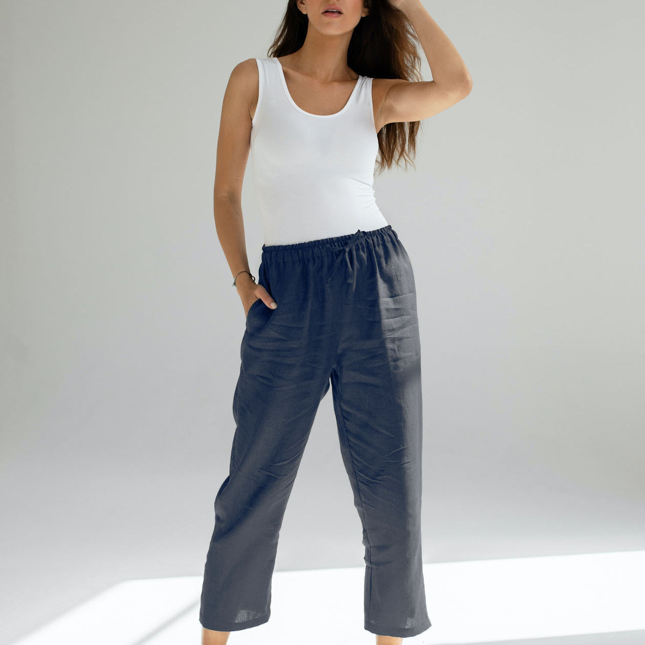 Women linen pants - regular fit