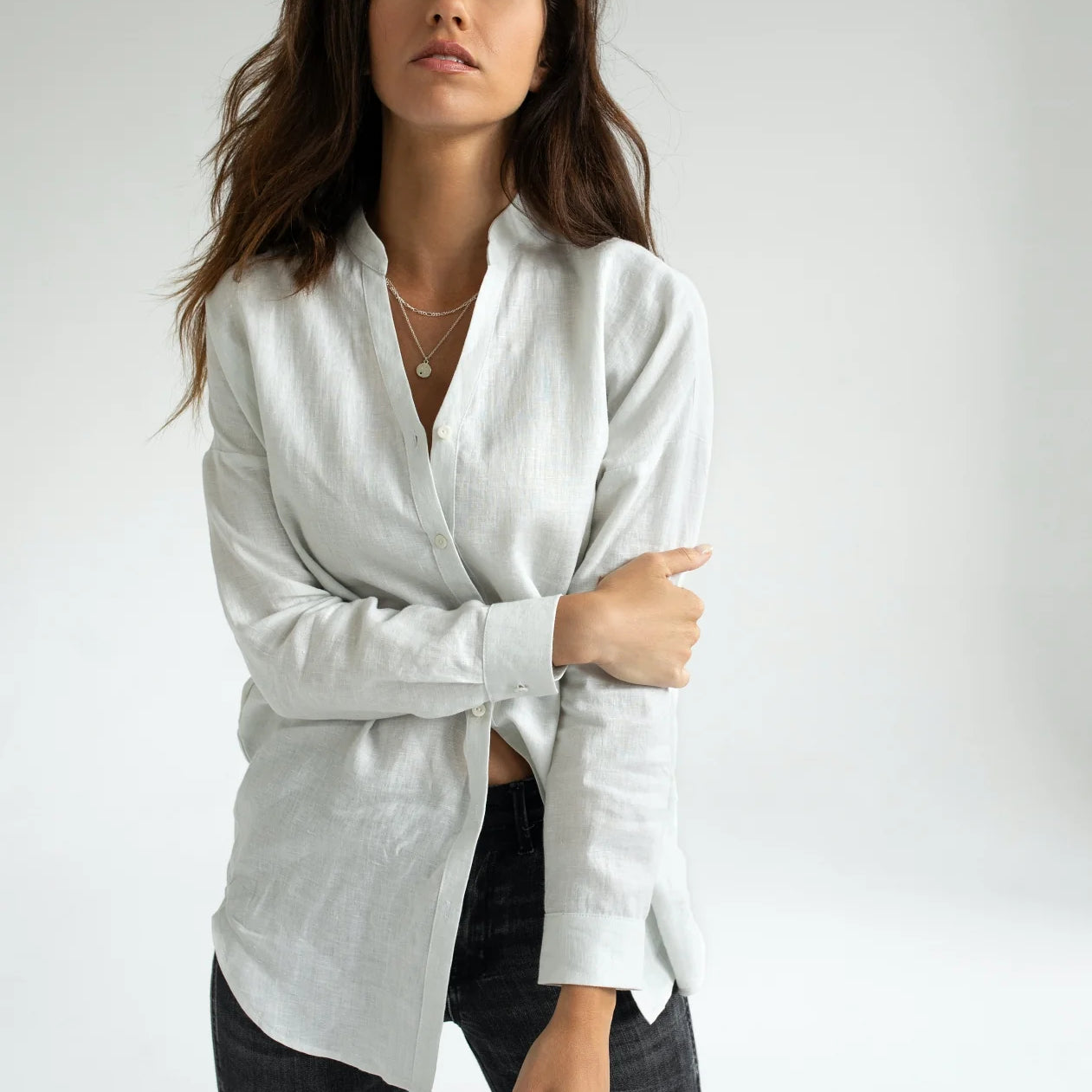 Women linen shirt - loose fit