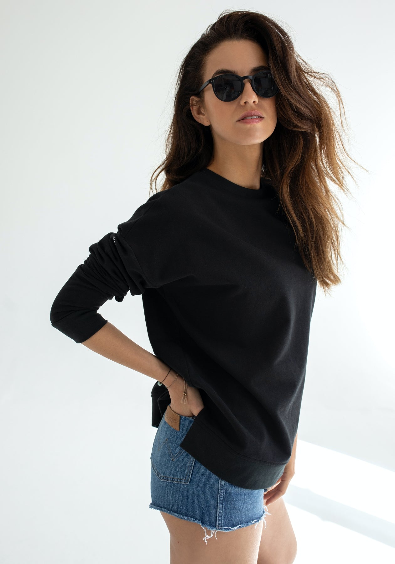 Dámska mikina bez kapucne z biobavlny Moss green brushed - Oversized