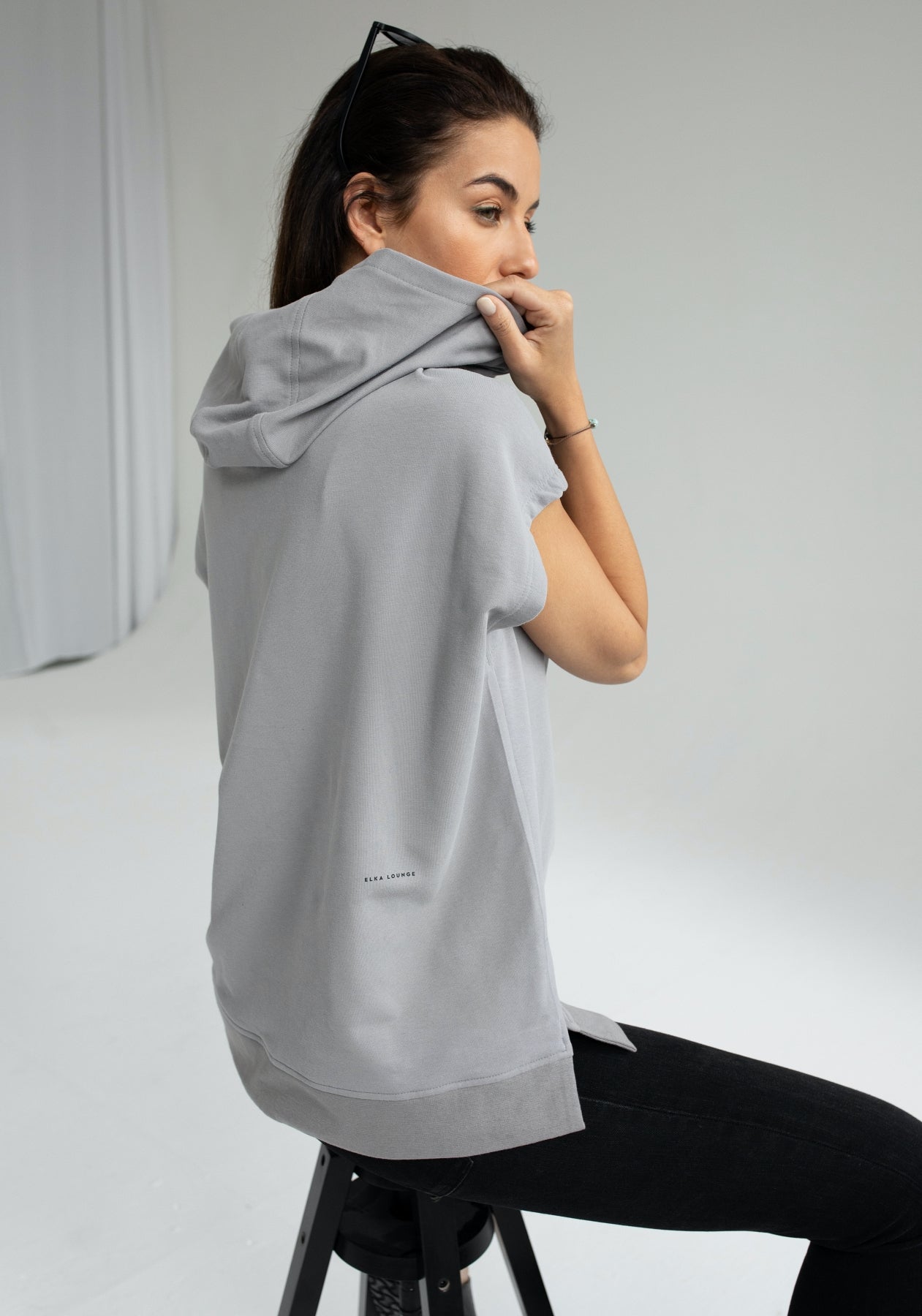 Women Sleeveless sweatshirt / vest organic cotton brushed - Oversized