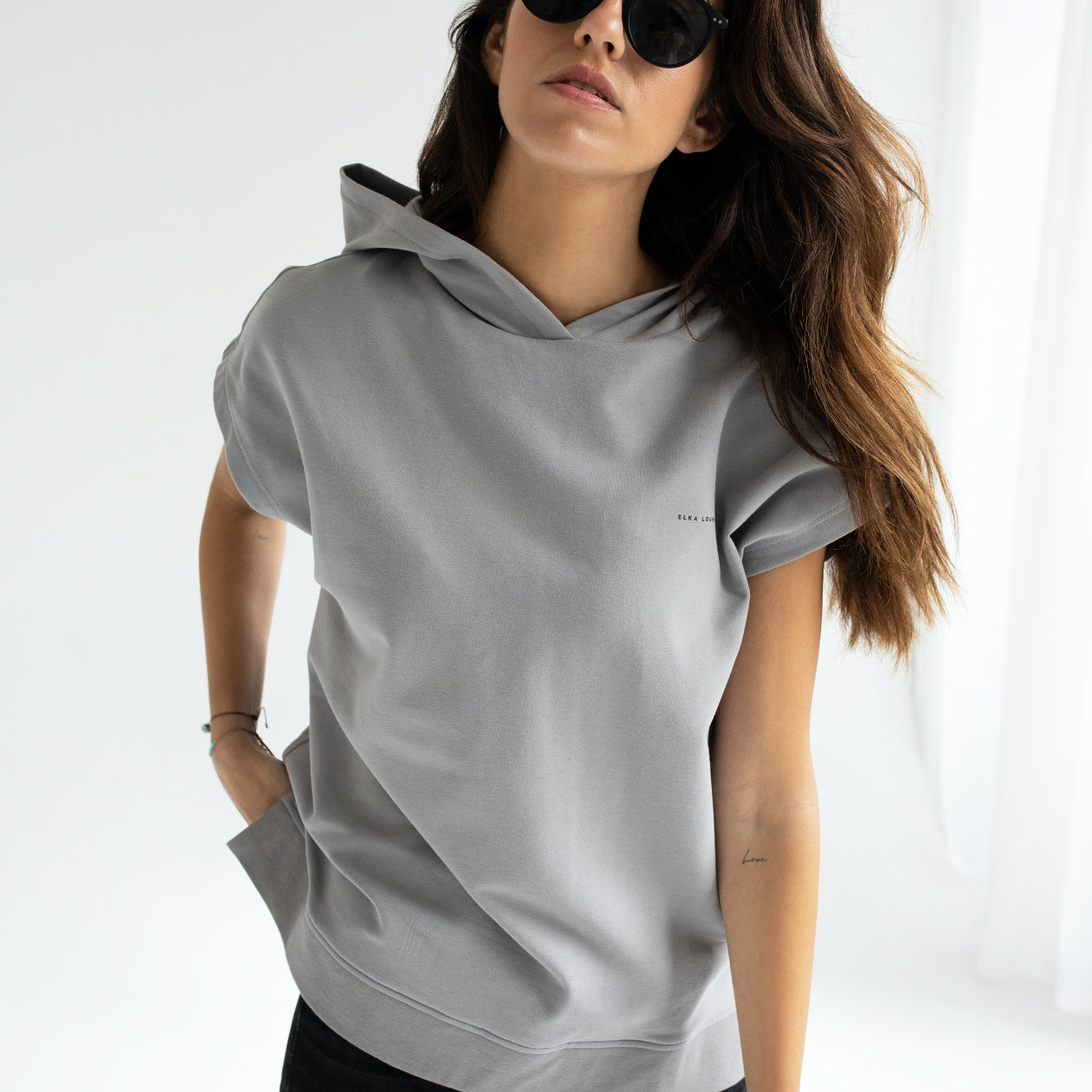 Women Sleeveless sweatshirt / vest organic cotton brushed - Oversized