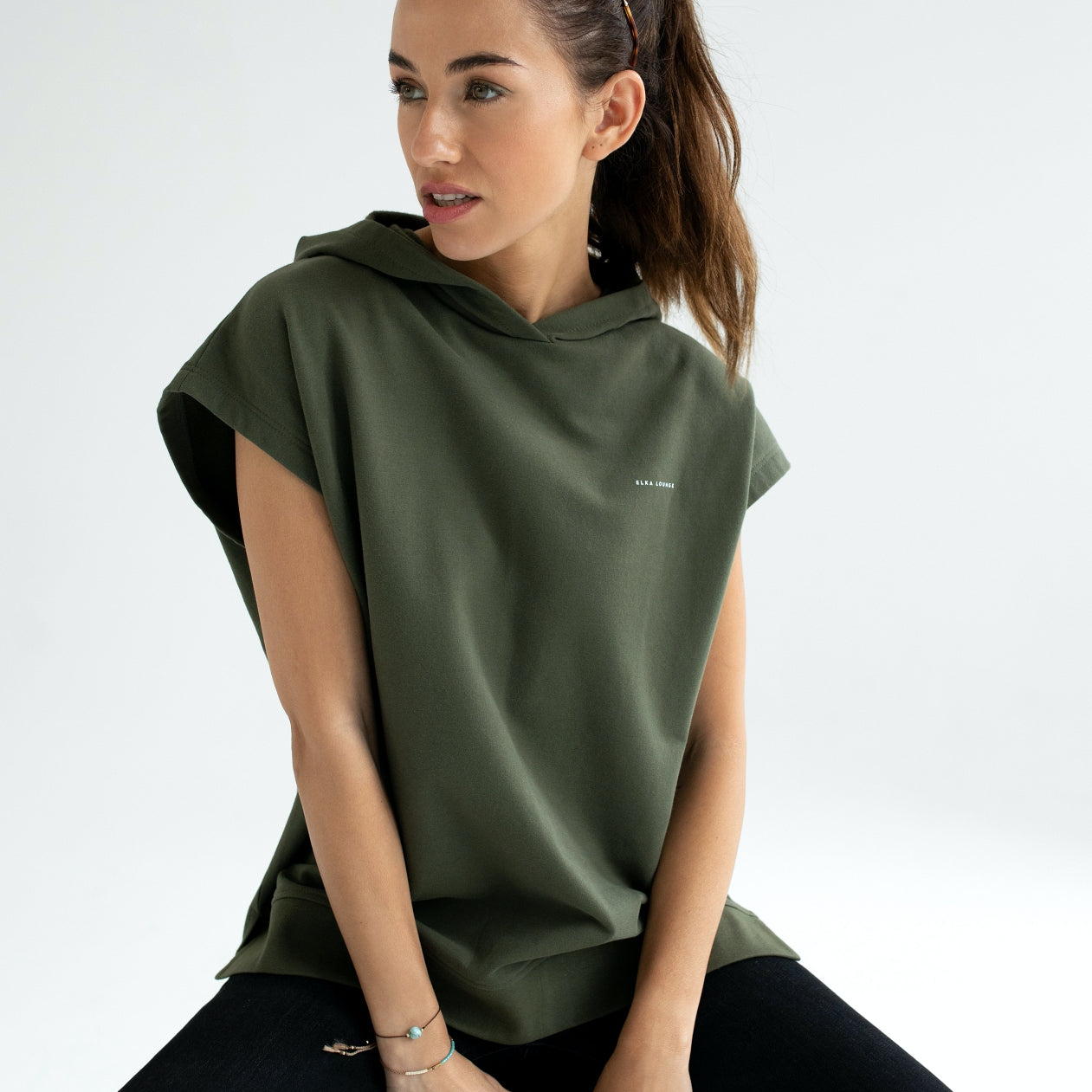 Women Sleeveless sweatshirt / vest organic cotton brushed - Oversized