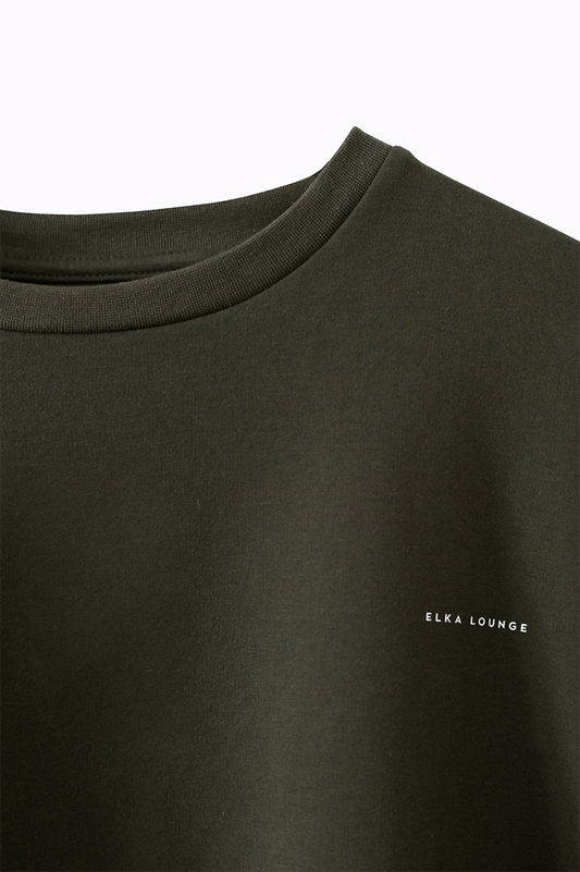 Dámská Mikina bez kapuce z biobavlny Moss green brushed - Oversized