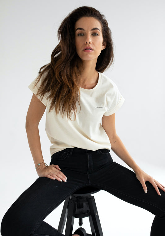 Dámské tričko z biobavlny Offwhite natural - loose fit