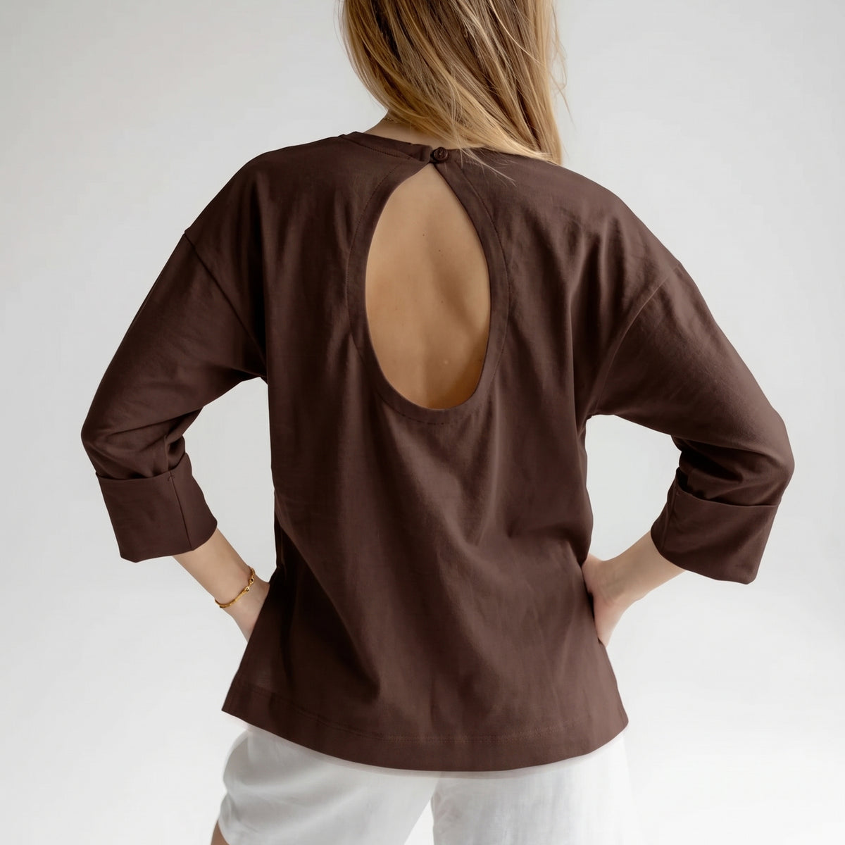 Women's organic cotton top open back - regular fit