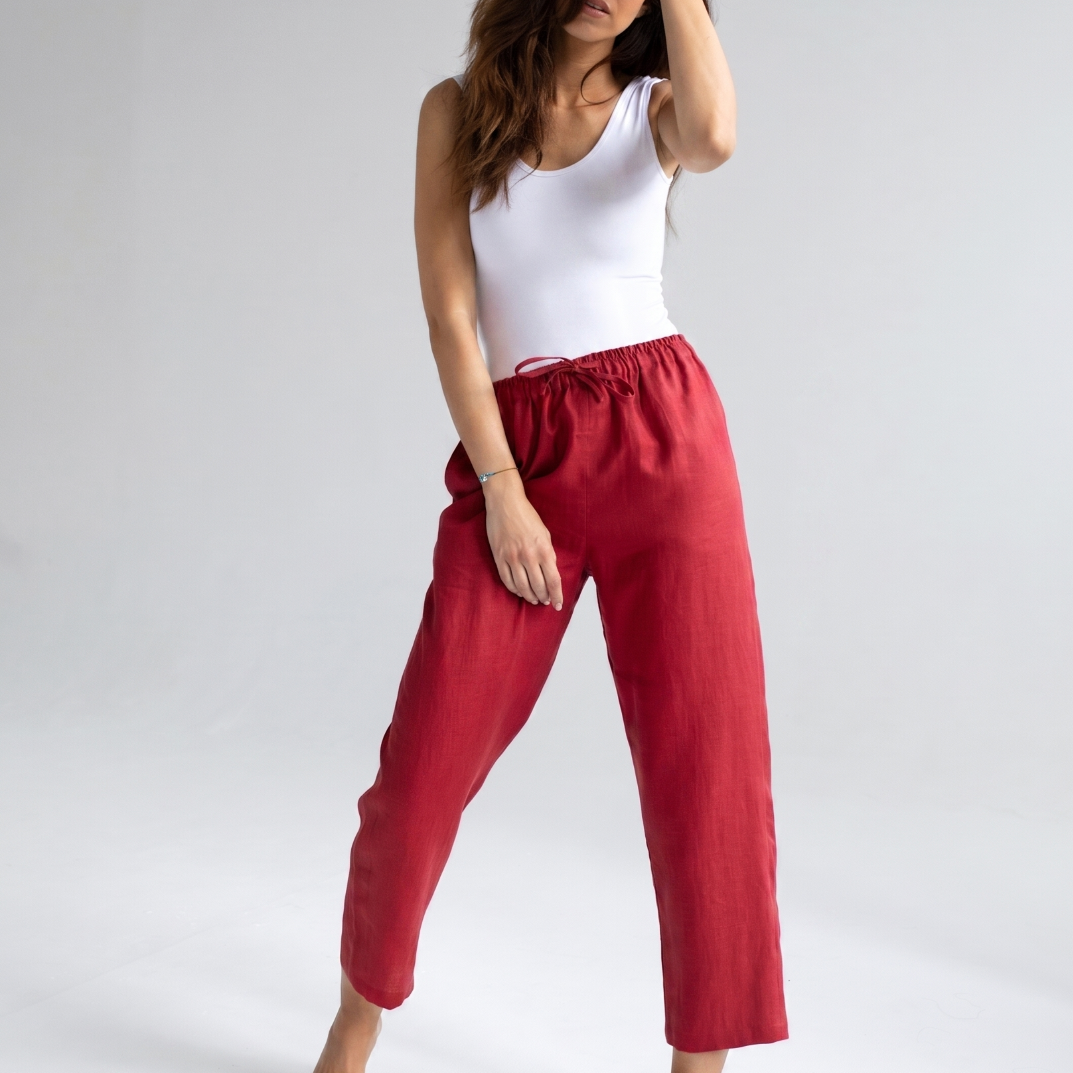 Women linen pants - regular fit