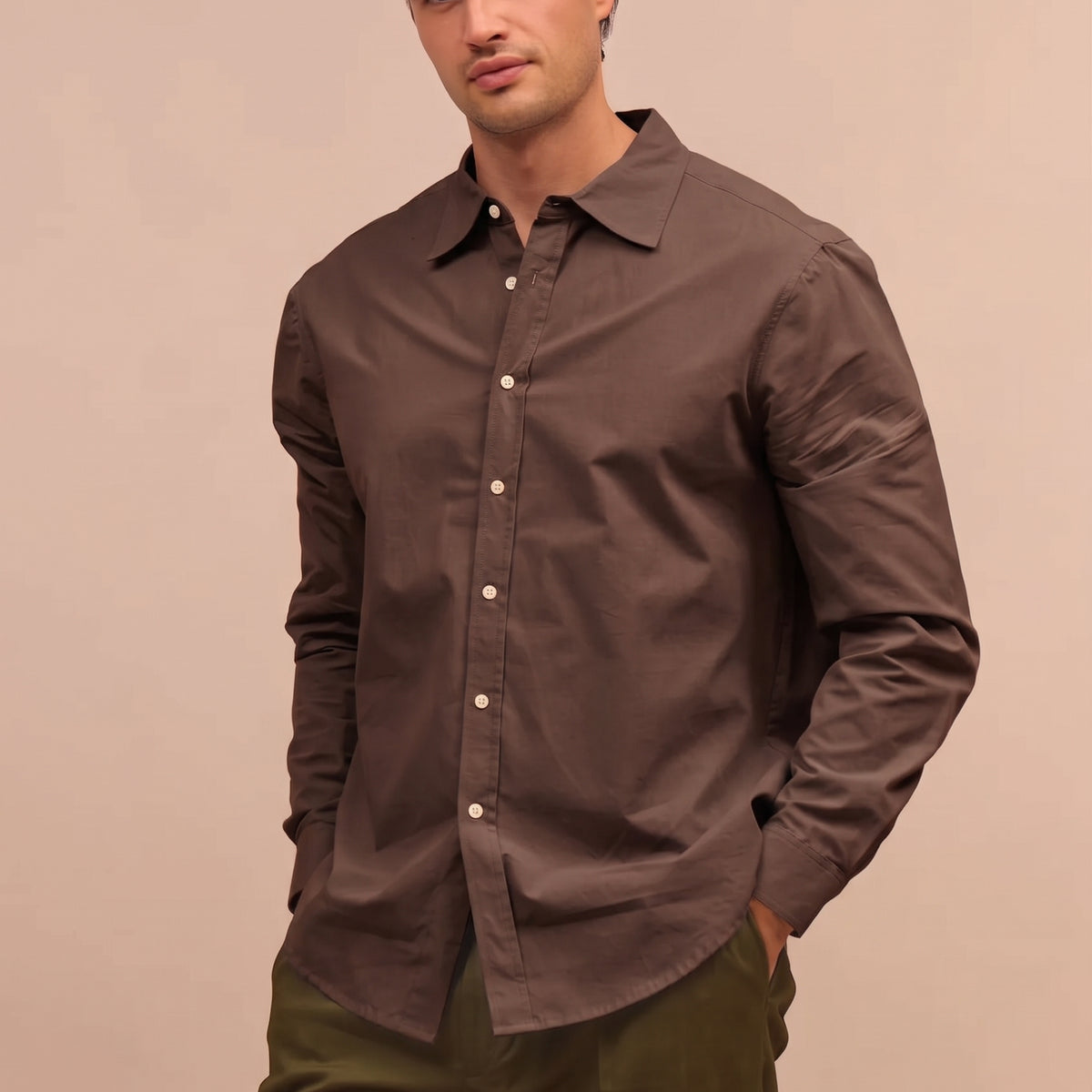 Men's organic cotton shirt with collar - regular fit