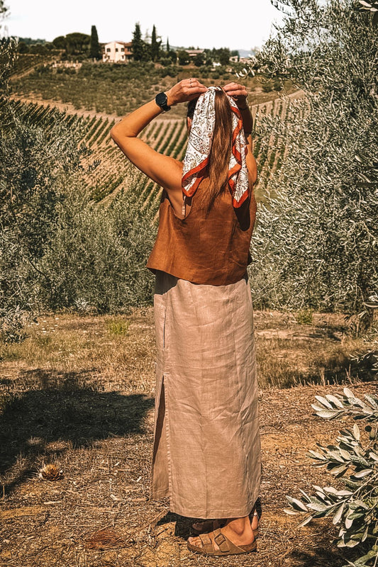 Outfit by Michaela Krajanová | Linen long dress Beige natural