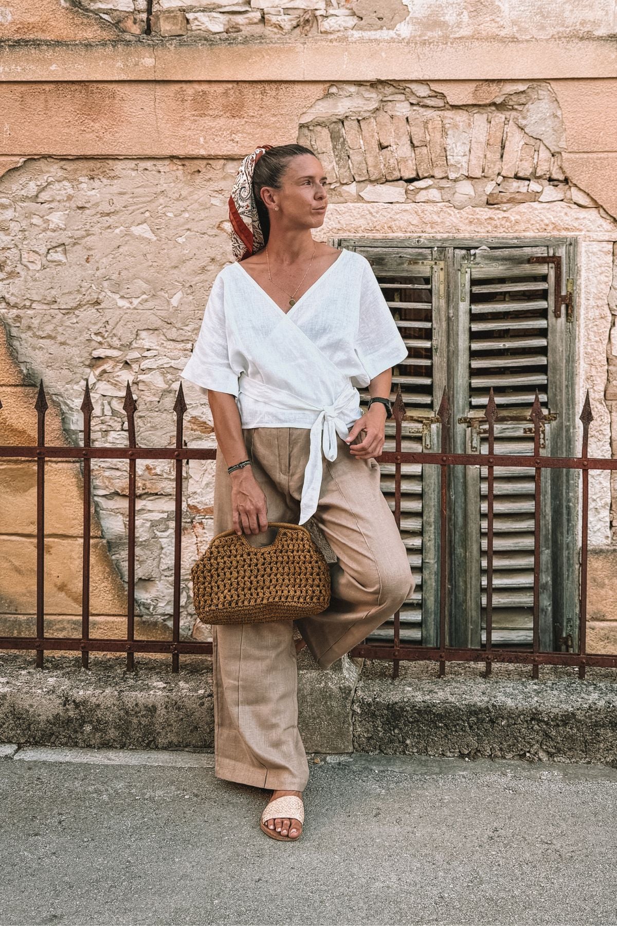 Outfit by michaela_krajanova | Wide linen pants & Wrap top