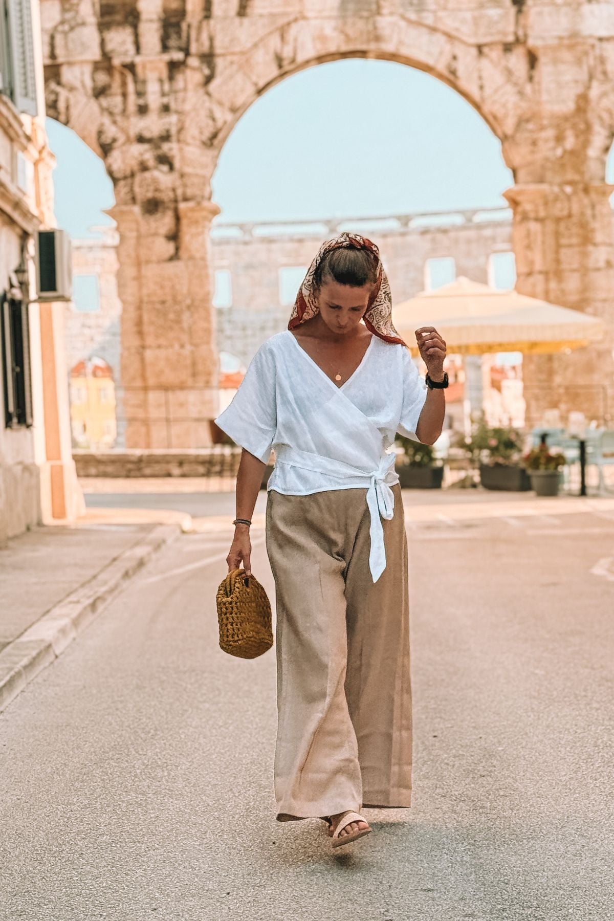 Outfit by michaela_krajanova | Wide linen pants & Wrap top