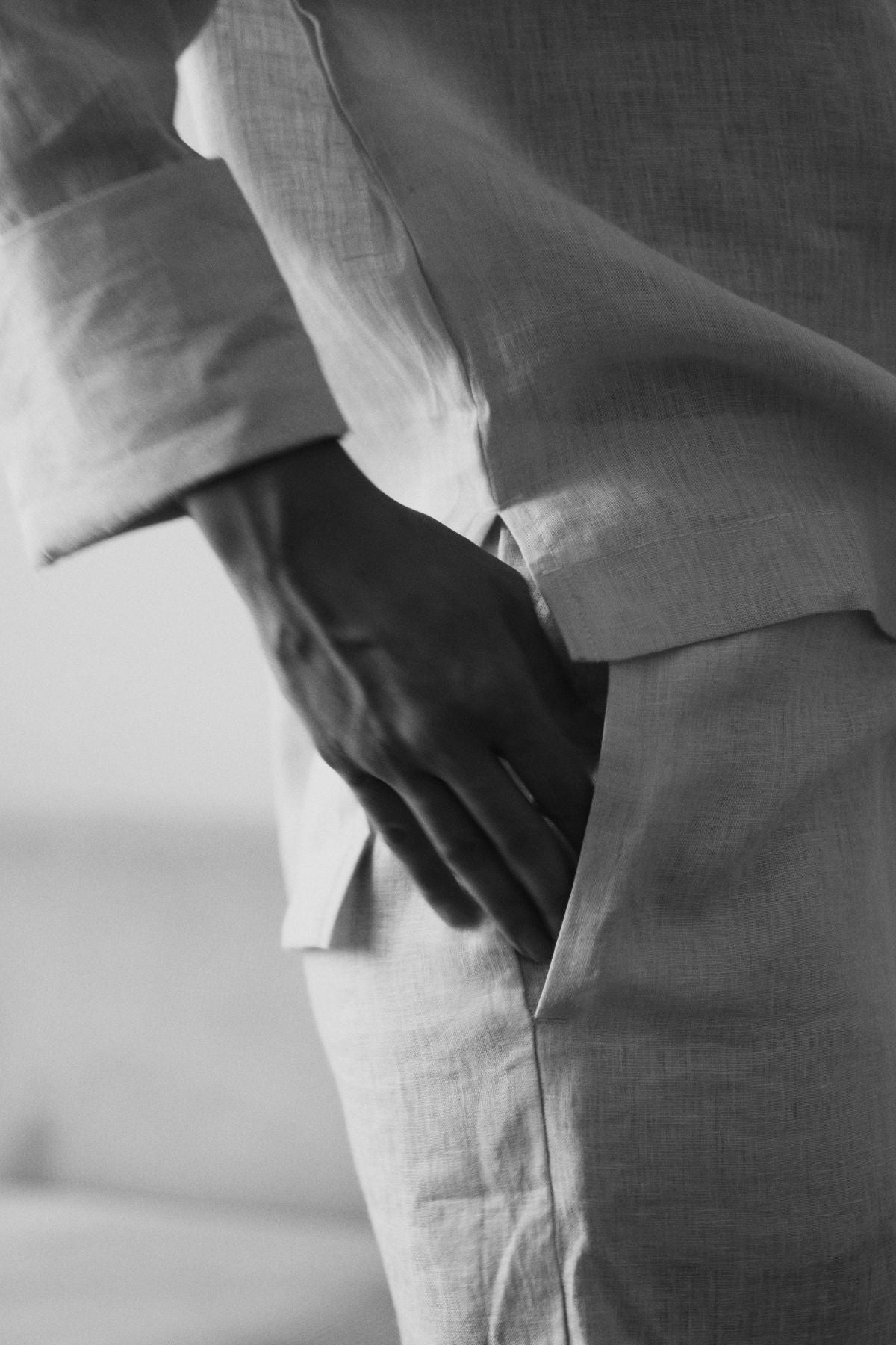 Outfit by Maria Hason | All Linen Pearl Gray Pants & Open back top