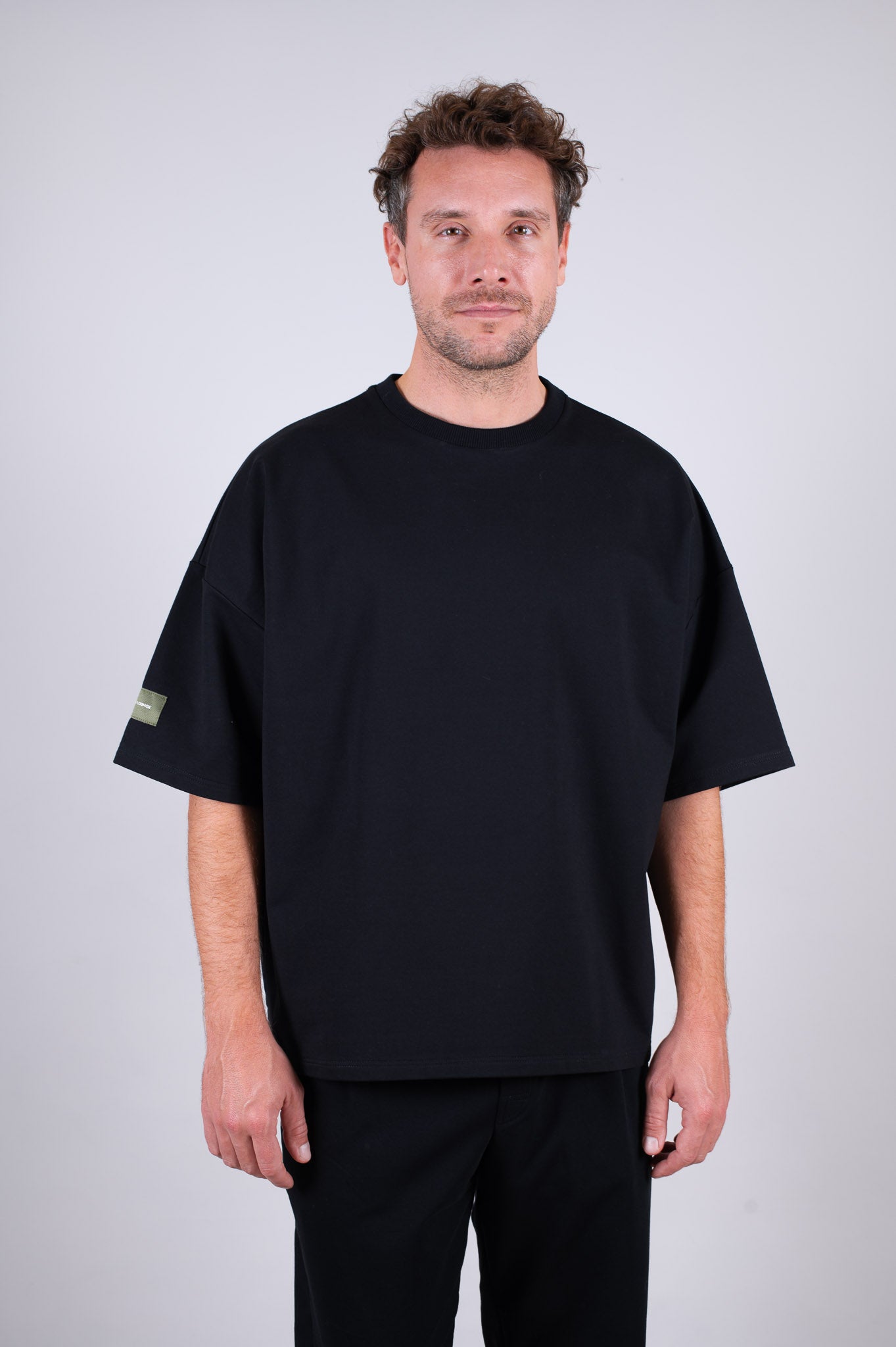 Men’s Sweatshirt T-Shirt Organic Cotton Black - loose fit