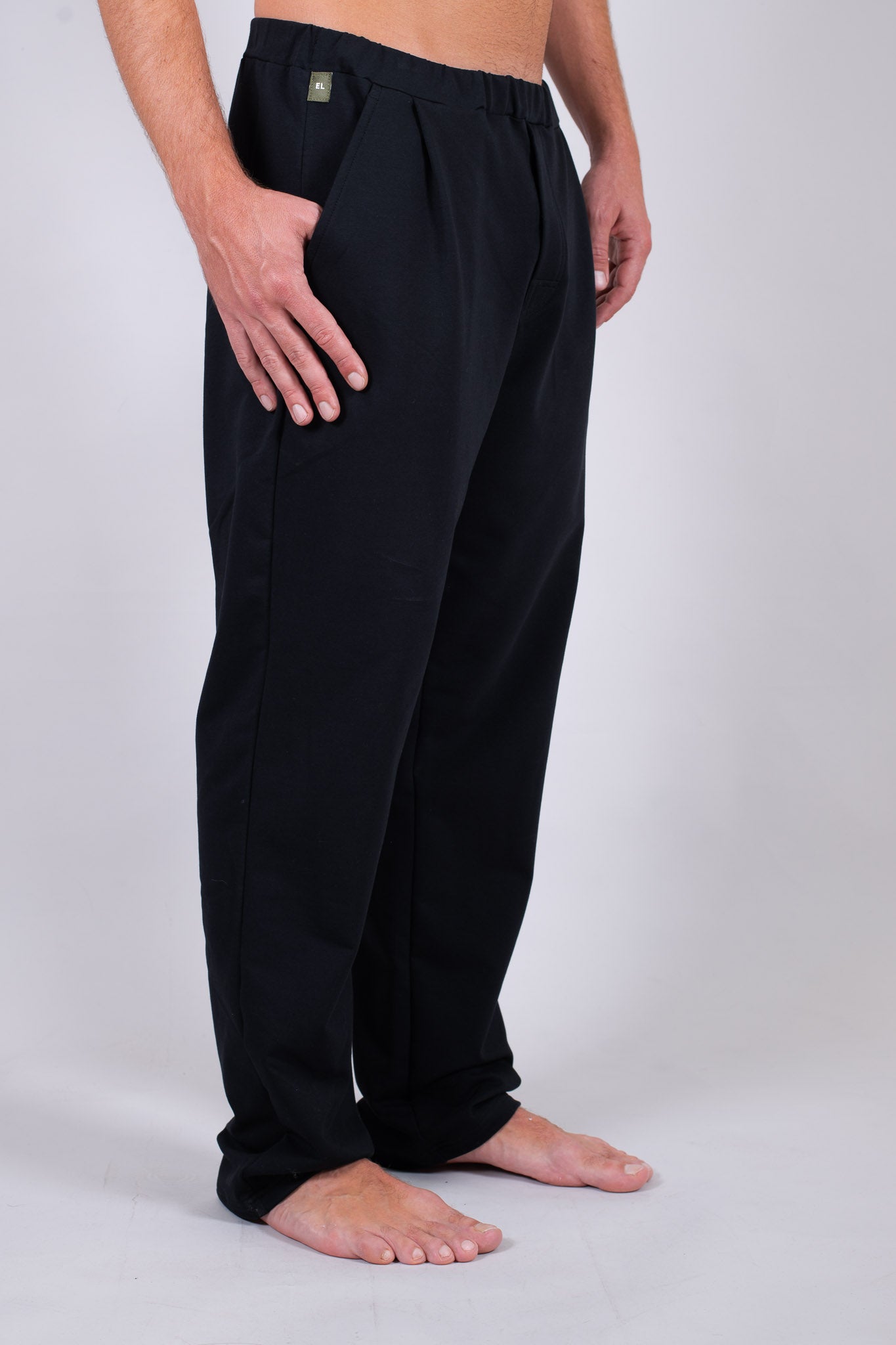 Pánske teplákové nohavice wide z biobavlny Black - Straight-leg